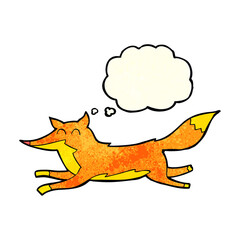 cartoon running fox with thought bubble