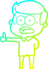 cold gradient line drawing of a cartoon shocked man