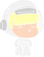 flat color style cartoon curious astronaut