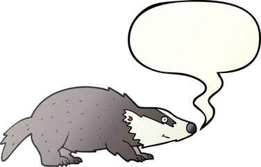 cartoon badger with speech bubble in smooth gradient style