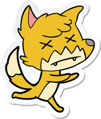 sticker of a cartoon dead fox