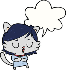 cartoon cat girl with speech bubble