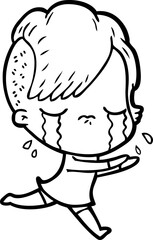 Fototapeta premium cartoon crying girl running away