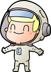 happy cartoon astronaut man