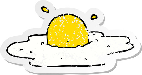distressed sticker of a cartoon fried egg