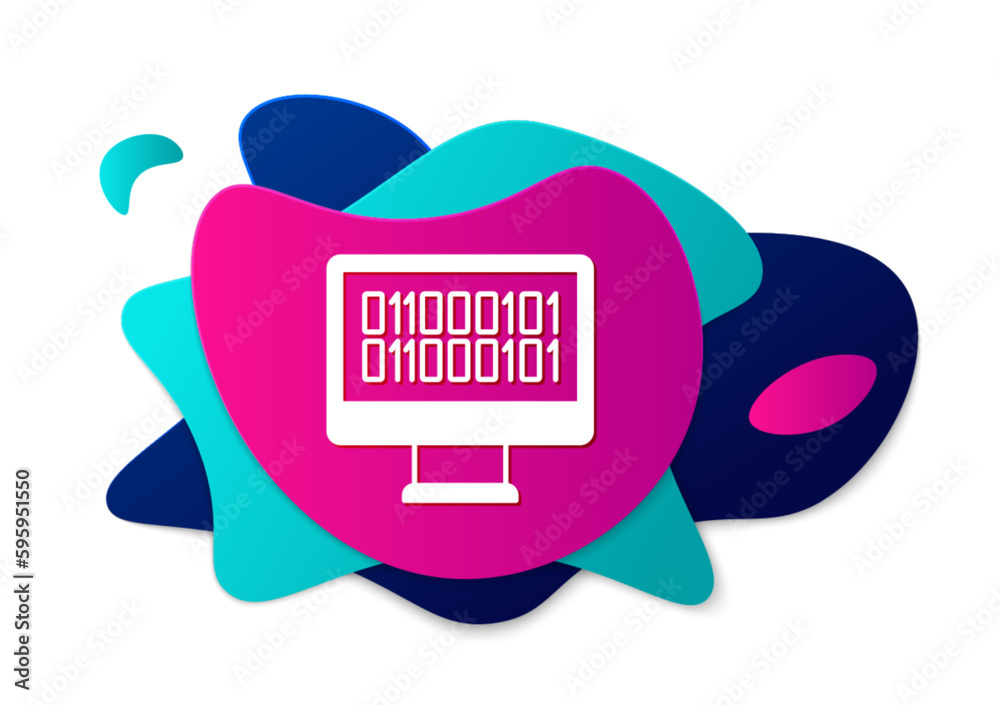 Poster color binary code icon isolated on white background. abstract banner with liquid shapes. vector