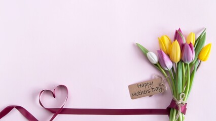 Background Purple with tulips and a heart on screen
