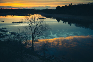 landscape river at sunset