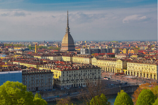 Cityscape with La Mole Antonelliana, Turin, Piedmont, Italy