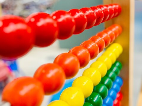 Full frame close-up of a multi coloured abacus