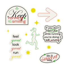 Runner motivation quotes stickers with retro vibes
