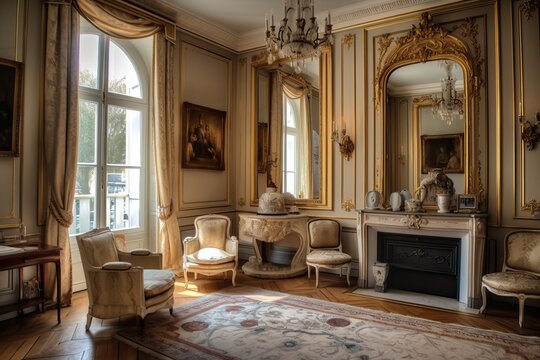 Stately home luxurious interior with a vintage look, generative ai