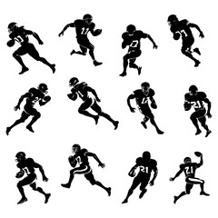 American Football Player Silhouette Set