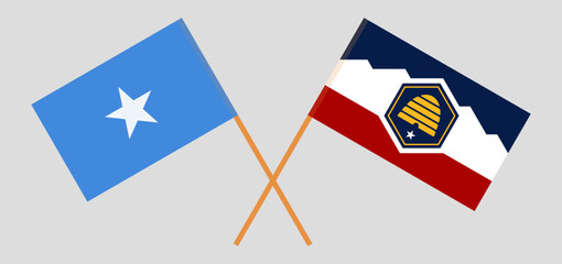 Crossed flags of Somalia and The State of Utah. Official colors. Correct proportion