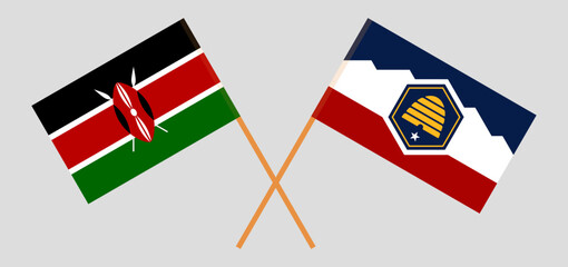 Crossed flags of Kenya and The State of Utah. Official colors. Correct proportion