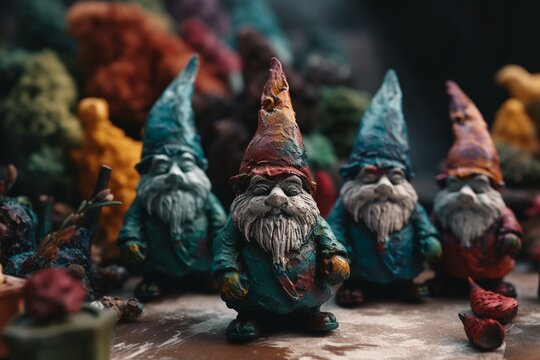 Festive gnomes painted in watercolor for Christmas. Generative AI