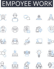 Empoyee work line icons collection. Staff duties, Labor inputs, Personnel activity, Workforce tasks, Service output, Job functions, Career labor vector and linear illustration. Employment action,Work