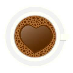 Cup of coffe with heart. Vector illustration, isolated.	