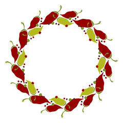 drawn frame with olive and hot pepper