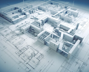 Building blueprint design and floor plans. Generative Ai.