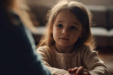 little girl in session with psychologist, created with Generative AI Technology