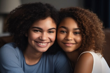 Two black women smiling in camera, created with Generative AI Technology