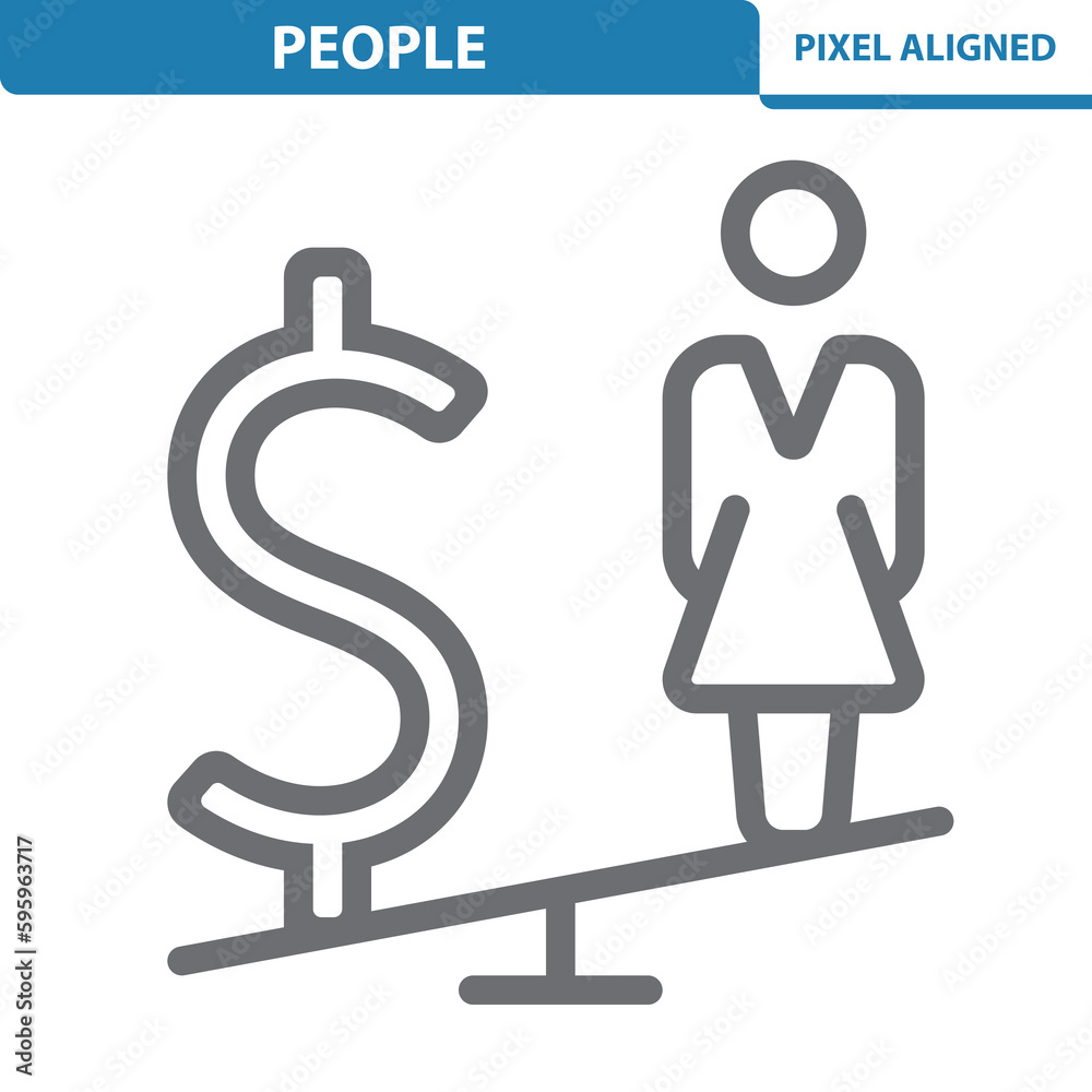 Wall mural People Icon. Woman, Job, Career, Dollar, Salary