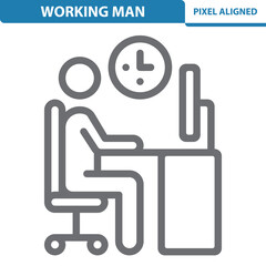 Working Man Icon. Job, Career, Office, Cubicle