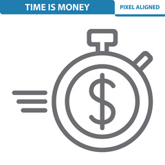 Time Is Money Icon. Business, Deadline, Timer, Stopwatch