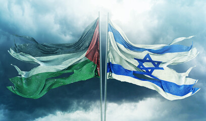 Palestine, State of Palestine and Israel, State of Israel - Waving Flag