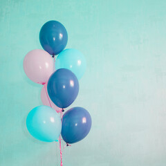 Air balloons multicolred on color background