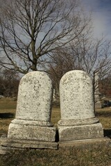 Twin vintage gravestones