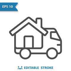 Moving Truck Icon. Van, Truck, House, Home