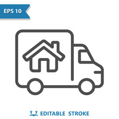 Van Icon. Truck, Delivery Truck, Vehicle, Moving Van, House, Home