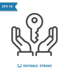Hands, Key Icon. Realtor, Lock, Locked