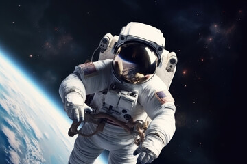 Obraz na płótnie Canvas Astronaut, spaceman, earth view