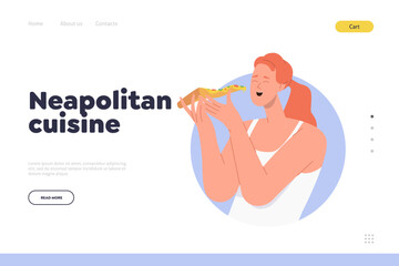 Neapolitan cuisine concept for landing page of fast food restaurant or pizza shop online service