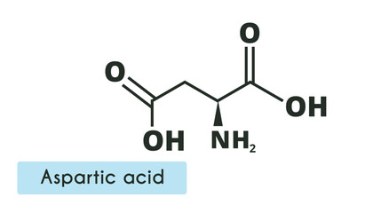 Aspartic acid Molecule Structure.(L-aspartic acid, Asp, D) Skeletal formula. Amino acid.