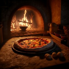 pizza in oven, AI generation 