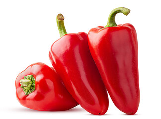 Three red bell pepper