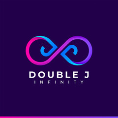 Letter J Infinity Logo design and Blue Purple Gradient Colorful symbol for Business Company Branding and Corporate Identity