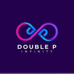 Letter P Infinity Logo design and Blue Purple Gradient Colorful symbol for Business Company Branding and Corporate Identity