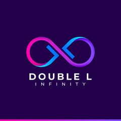 Letter L Infinity Logo design and Blue Purple Gradient Colorful symbol for Business Company Branding and Corporate Identity