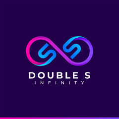 Letter S Infinity Logo design and Blue Purple Gradient Colorful symbol for Business Company Branding and Corporate Identity
