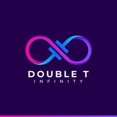 Letter T Infinity Logo design and Blue Purple Gradient Colorful symbol for Business Company Branding and Corporate Identity