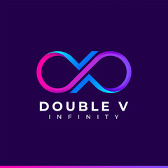 Letter V Infinity Logo design and Blue Purple Gradient Colorful symbol for Business Company Branding and Corporate Identity