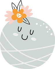 Planet Character With Flowers