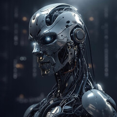 Fototapeta premium A.I Artificial Intelligence Humanoid Robot created by Generative AI