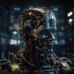 Fototapeta na wymiar A.I Artificial Intelligence Humanoid Robot created by Generative AI