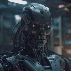 Fototapeta premium A.I Artificial Intelligence Humanoid Robot created by Generative AI